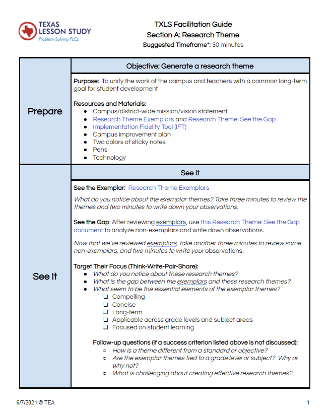 image of Research Theme Facilitation Guide document