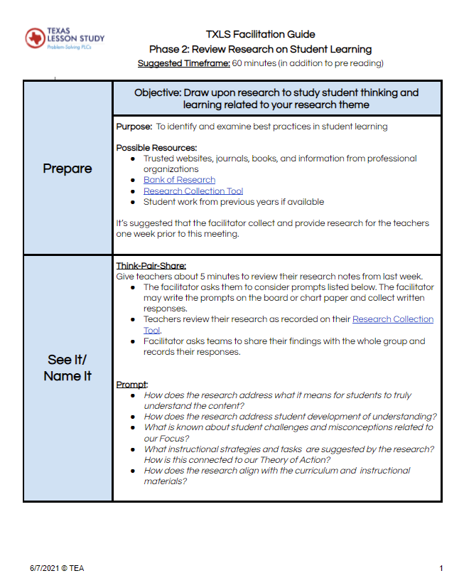 image of Review Research Facilitation Guide document